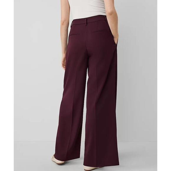 Ann Taylor High Waist Wide Leg Pants in Plum Rose Size 00 New Wool Blend - Picture 1 of 8